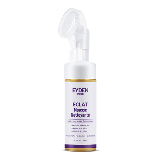 Mousse nettoyante exfoliante avec brosse -Éclaircissante-gamme éclat - Eyden beauty