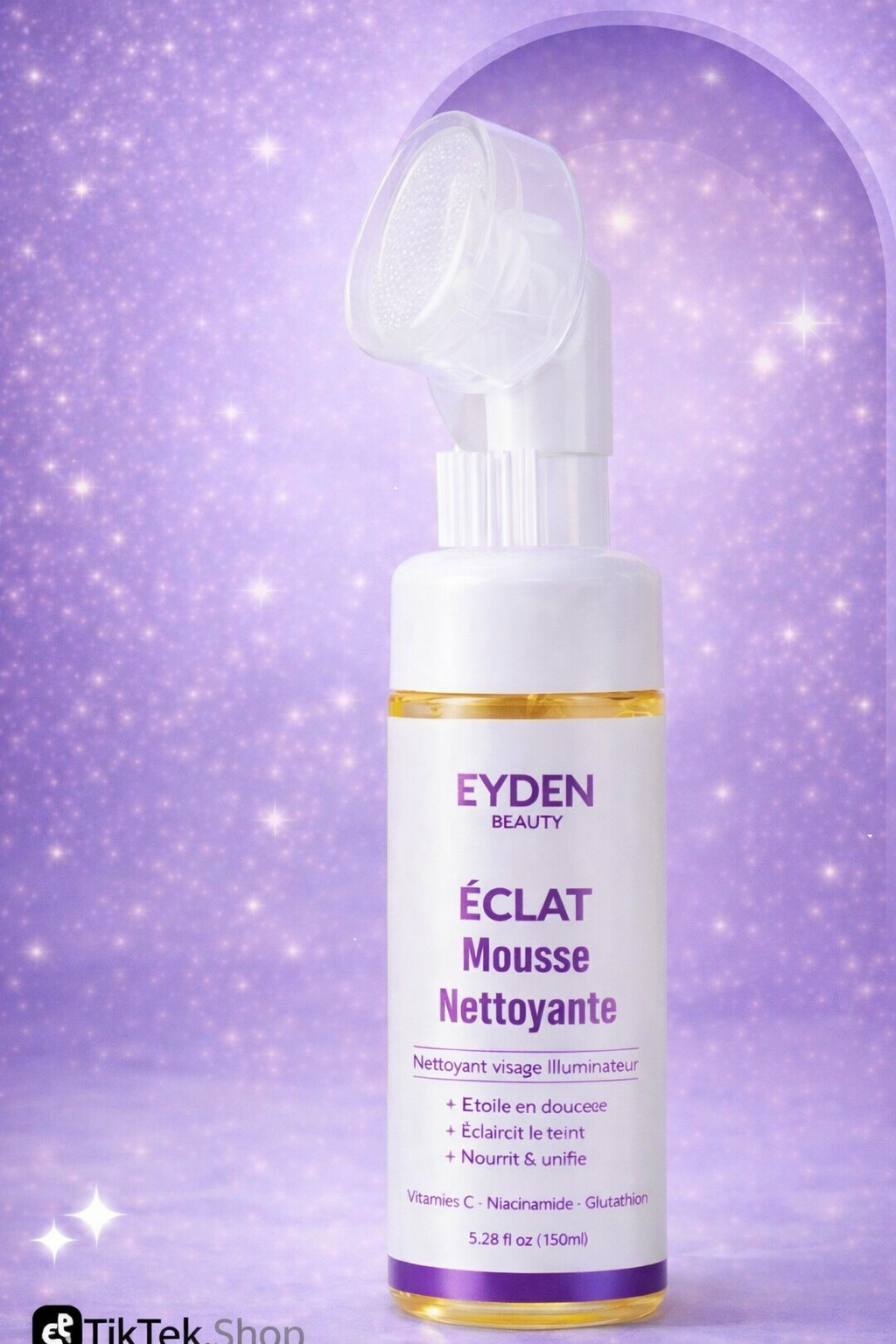 Mousse nettoyante exfoliante avec brosse -Éclaircissante-gamme éclat - Eyden beauty