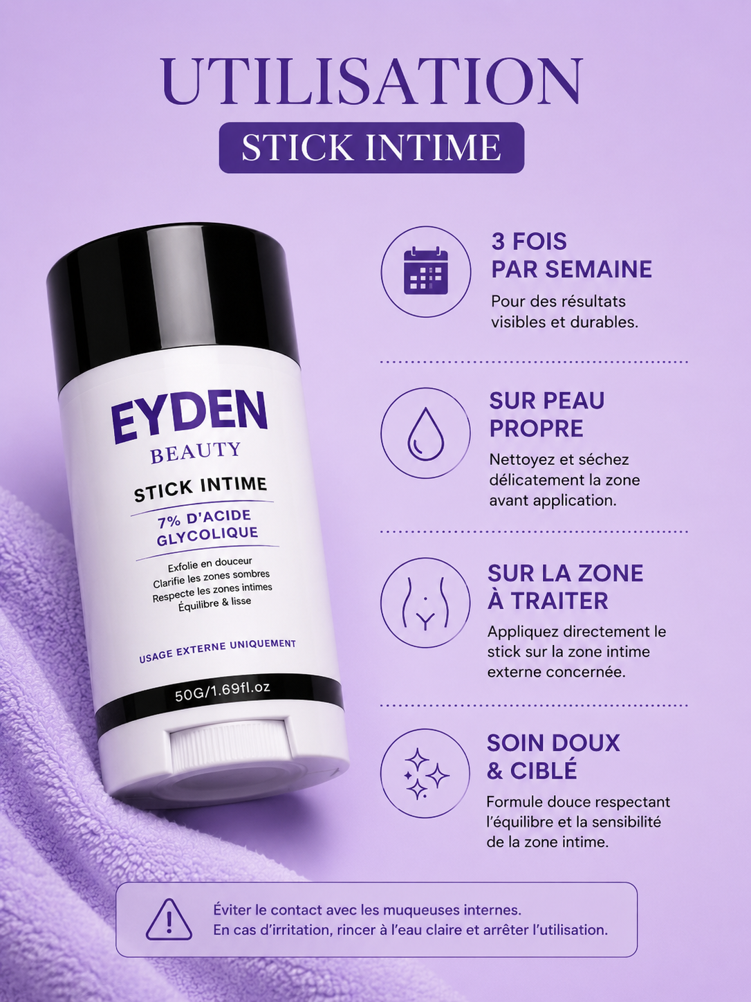 Stick Intime -Zone sombre -7% d’Acide Glycolique – EYDEN BEAUTY