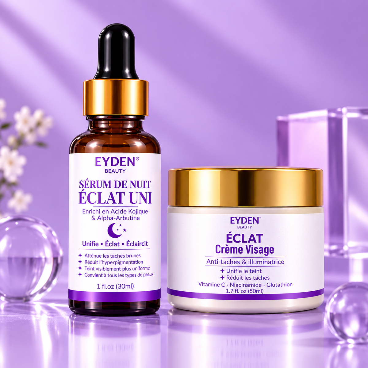 Duo Nuit Zéro Taches – Sérum + Crème à l’Acide Kojique & Alpha-Arbutine
