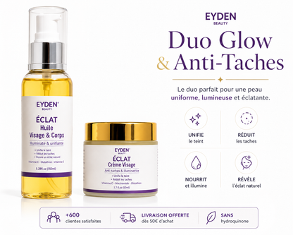 Duo Face Glow ÉCLAT – 2 soins | Crème 50 ml + Huile 150 ml