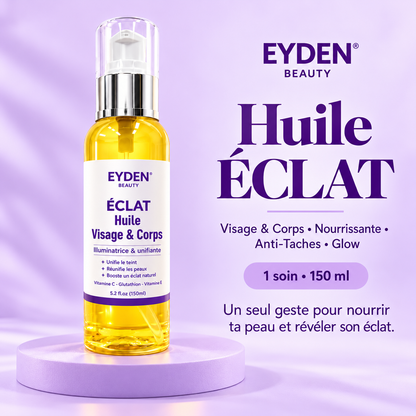 Huile ÉCLAT – Visage & Corps | Éclat & Teint uniforme – 150 ml – visuel studio