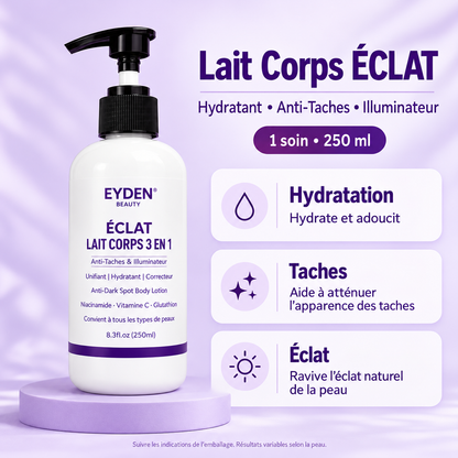 Lait Corps ÉCLAT – Hydratation & Teint uniforme – 250 ml – bénéfices